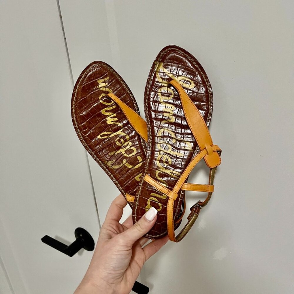 Sam Edelman Orange Leather Strap Sandals Size 8.5